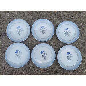6 Bing & Grondahl Cornflower 6 1/4" Bread & Butter Plates Denmark